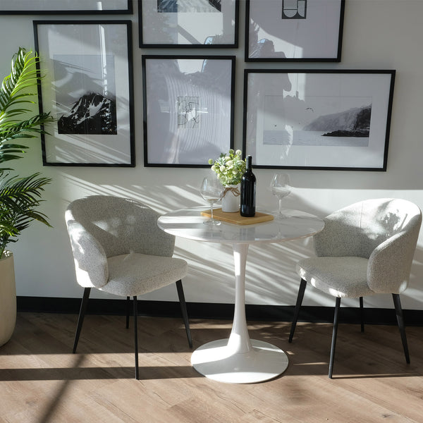 Salt & Pepper Boucle Dining Chair